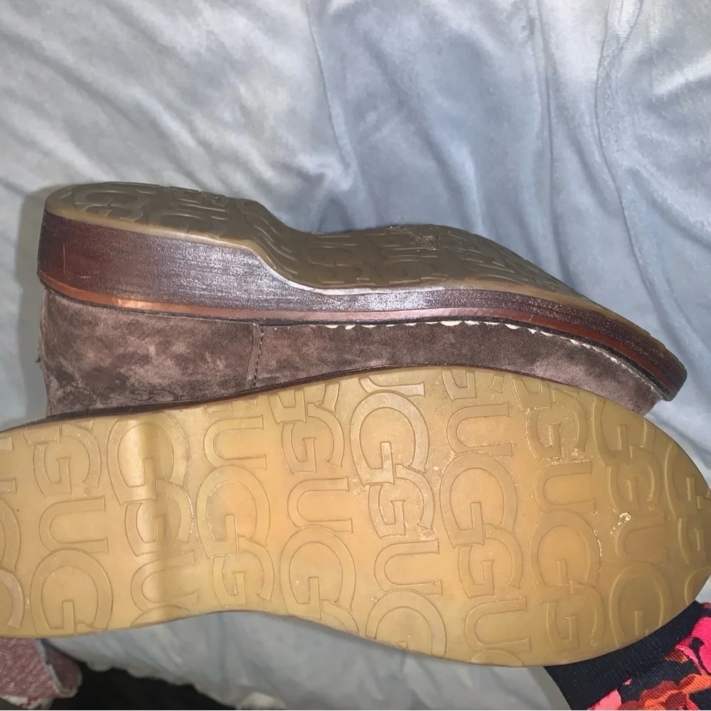 UGG Kiera chocolate Brown Suede tall fest Boots with Fringe embroidered size 9